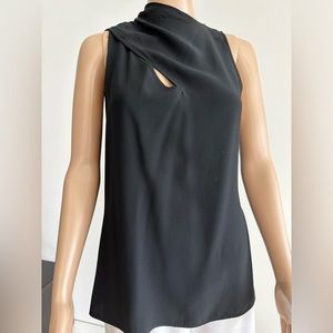 Emporio Armani Black Crepe Sleeveless Top, Nice Details, Sz 8, Great Condition!